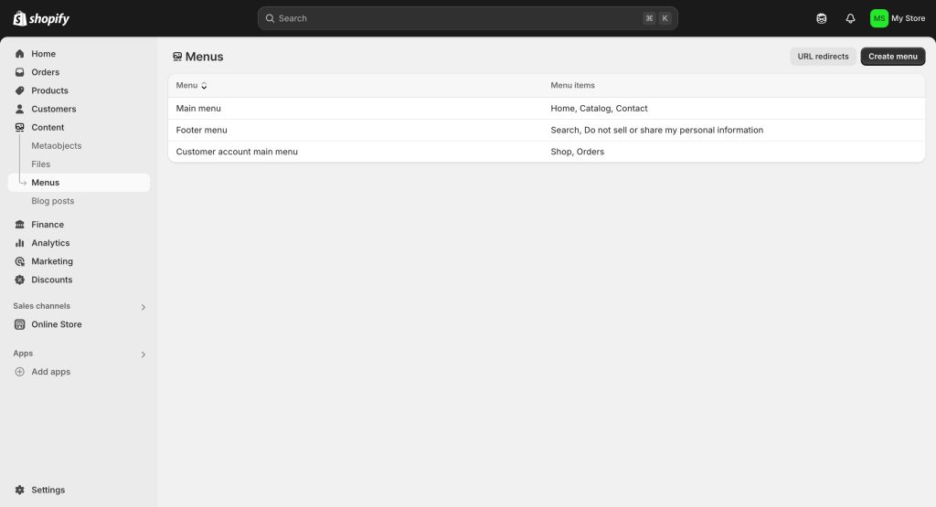 Add Shopify Navigation
