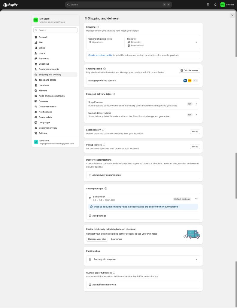 Shopify Store Shipping rate set up