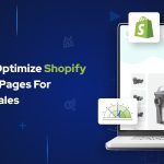 How to optimize Shopify product pages for higher sales – digital banner showing a laptop with a Shopify store product page and icons illustrating sales growth and website optimization.