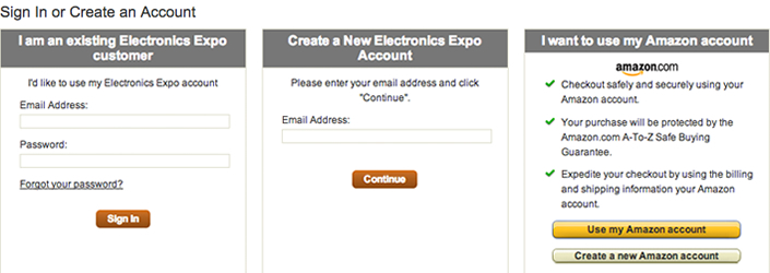 Amazon Webstore Checkout Options