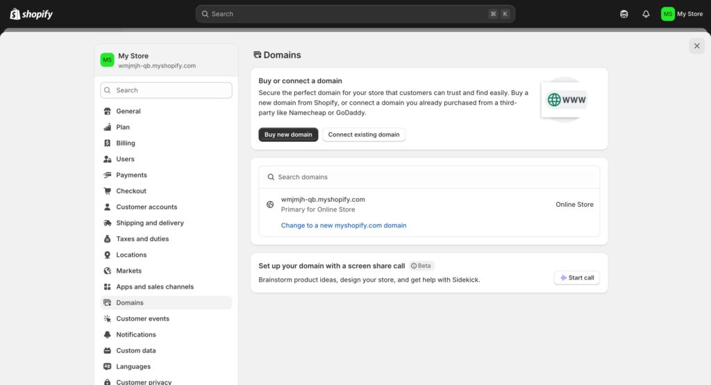 Shopify Store Domain Connect