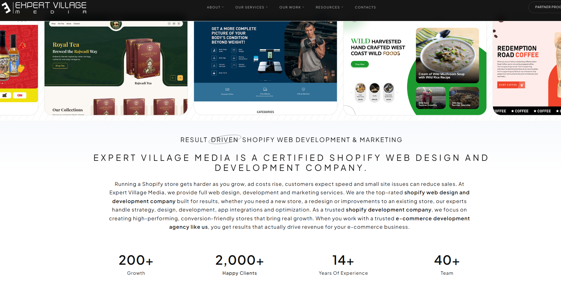 Home of Best Shopify Web development company named Expert Village media 